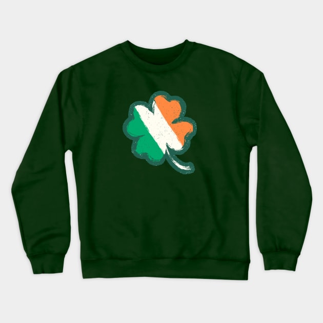 Vintage lucky four leaf clover with Irish flag. Crewneck Sweatshirt by Sir13